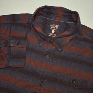 Mountain Hardwear Shirt Mens Large Red Blue Long Sleeve Button Up Hiking Outdoor